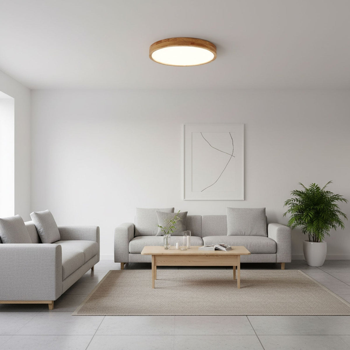 Contemporary Nordic Round Wooden LED Flush Mount Ceiling 1-Light