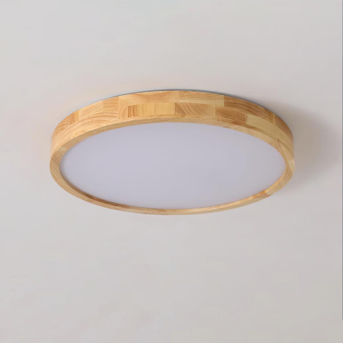 Contemporary Nordic Round Wooden LED Flush Mount Ceiling 1-Light