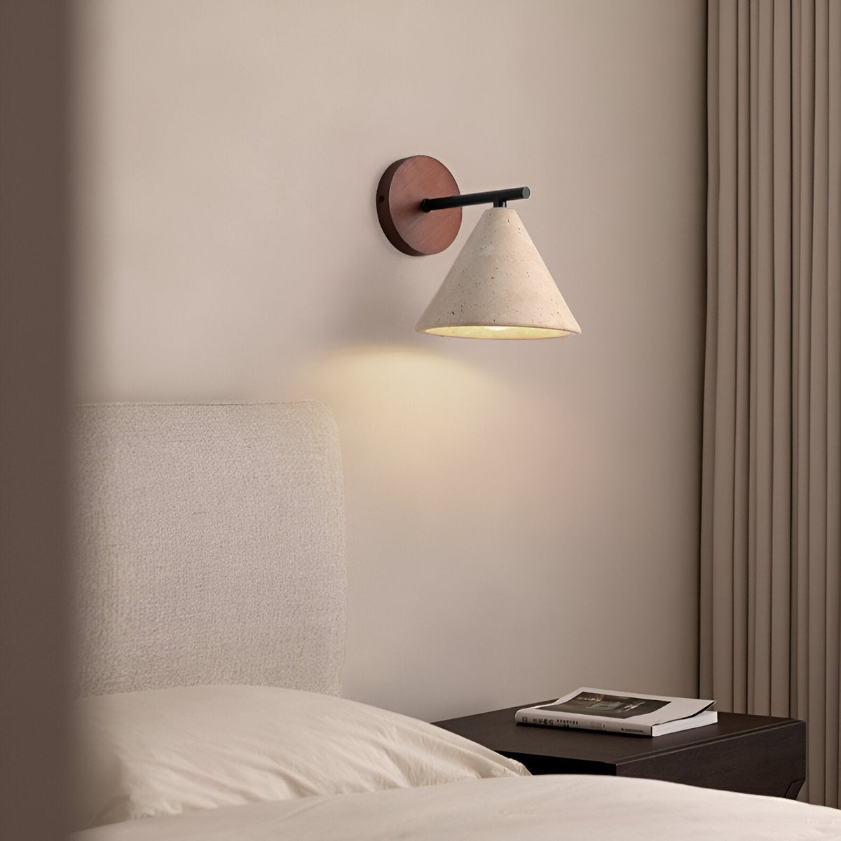 Contemporary Travertine Cone Wall Sconce LED 1-Light