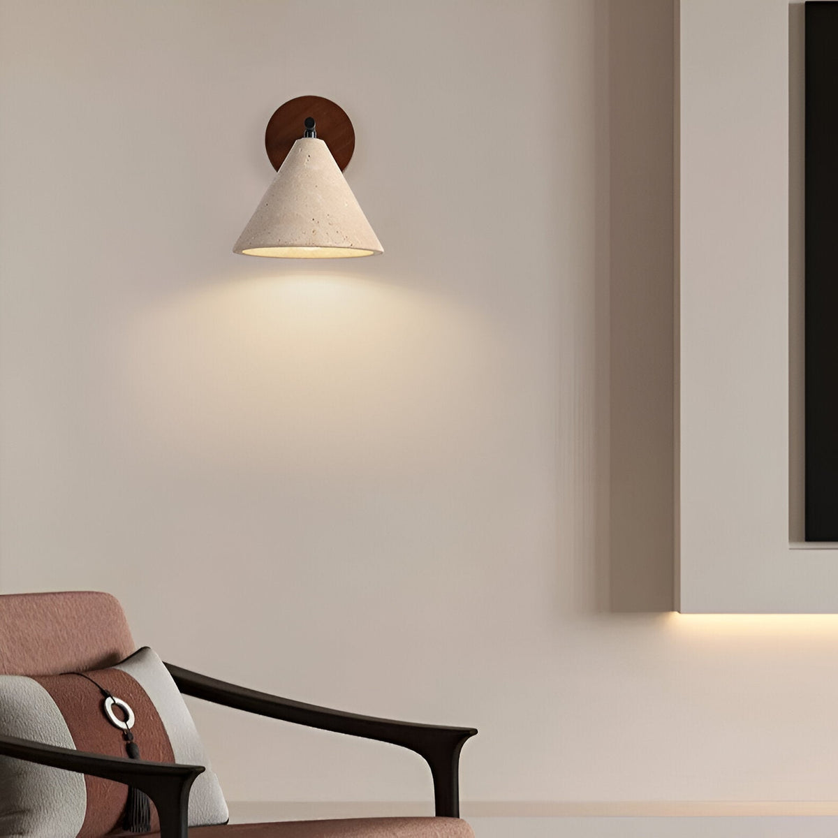 Contemporary Travertine Cone Wall Sconce LED 1-Light
