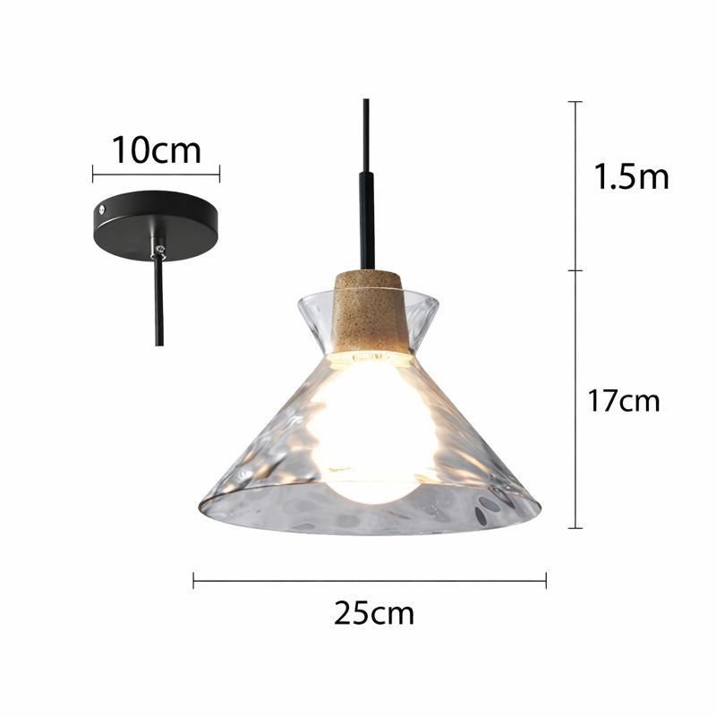 Nordic Rippled Glass and Wood LED Pendant Light | 1-Light