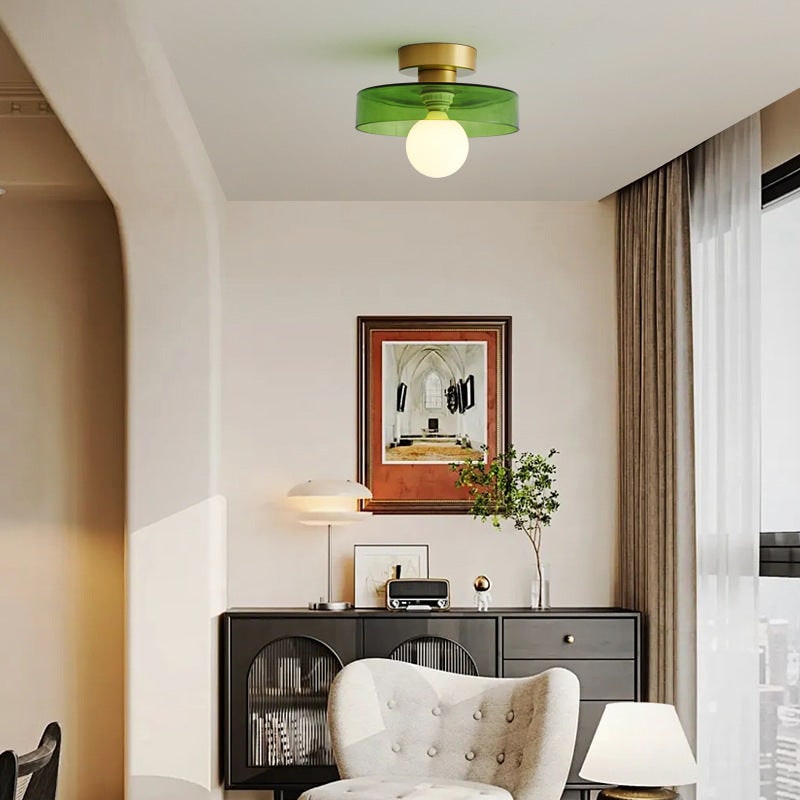 Ceiling Light LED Round Shade Exposed Bulb For Hallway