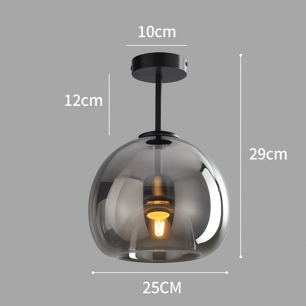Nordic Glass Globe Semi-Flush Ceiling Light | 1-Light