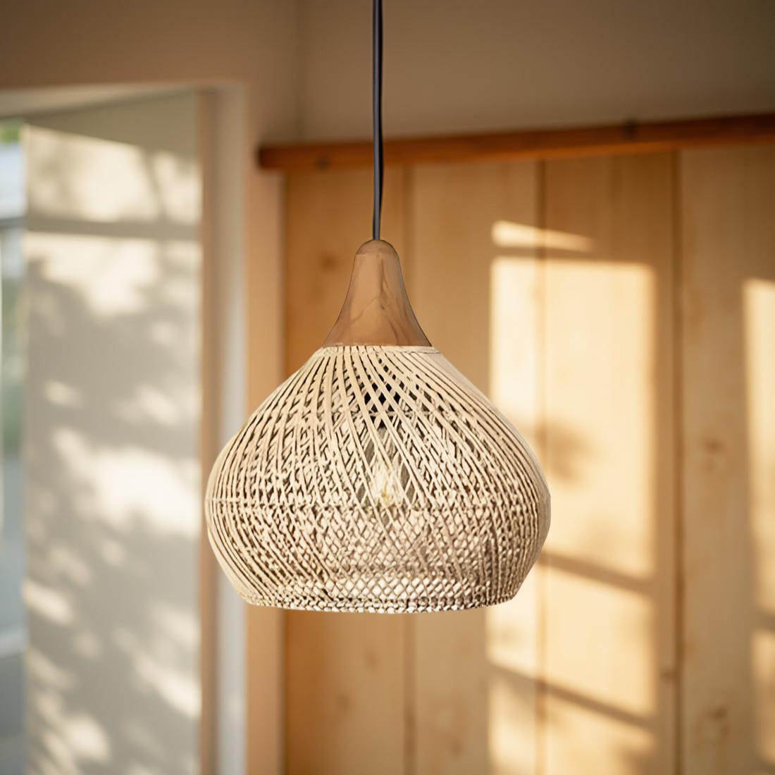 Bohemian Rattan Hand-Woven Dome Pendant Light 1-Light