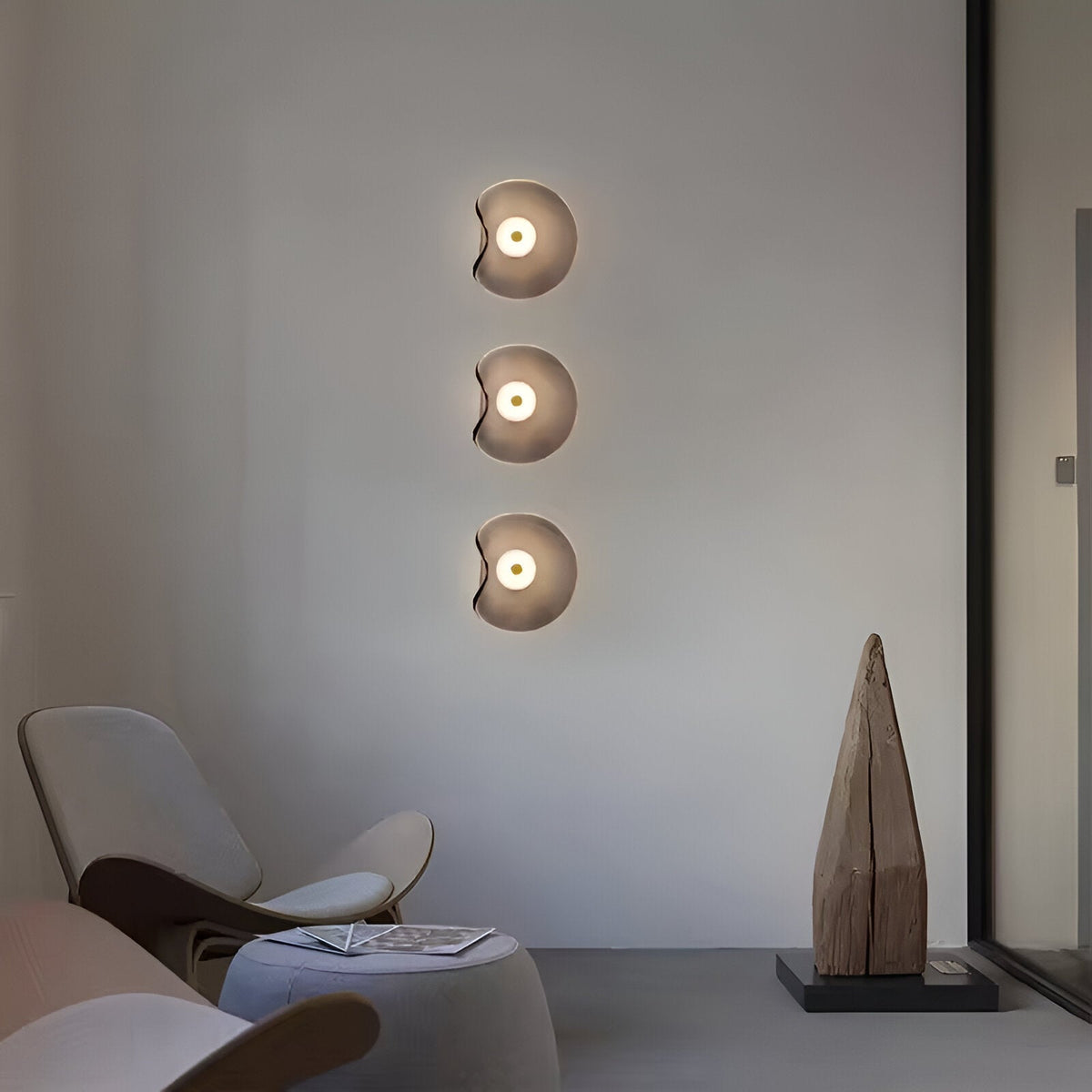 Nordic Curved Glass Japandi LED Wall Sconce 1-Light