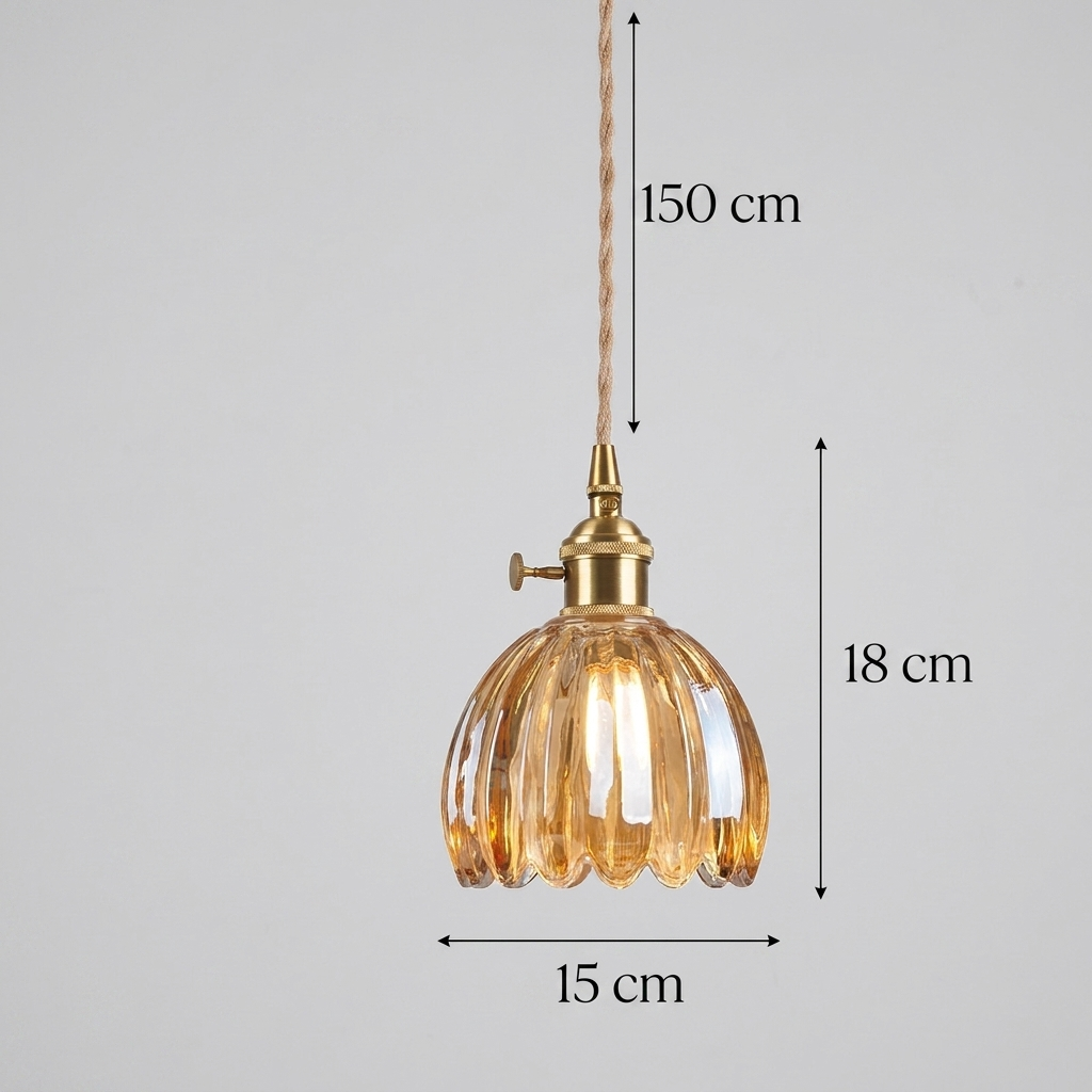 Japandi-Style Glass Flower Pendant 1-Light