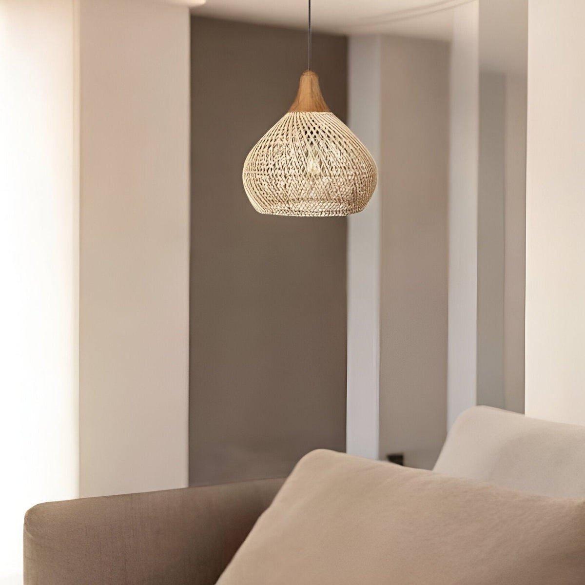 Bohemian Rattan Hand-Woven Dome Pendant Light 1-Light