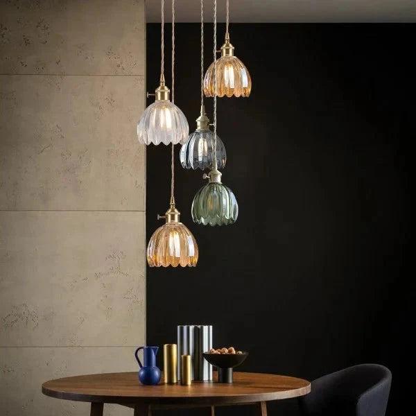Japandi-Style Glass Flower Pendant 1-Light