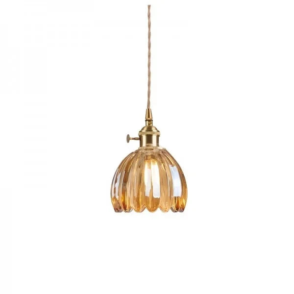 Japandi-Style Glass Flower Pendant 1-Light
