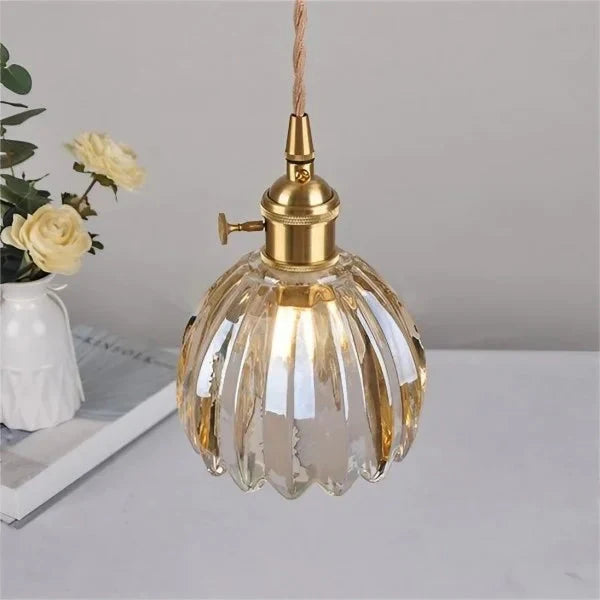Japandi-Style Glass Flower Pendant 1-Light