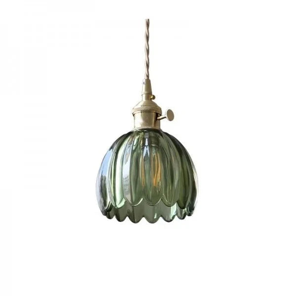 Japandi-Style Glass Flower Pendant 1-Light