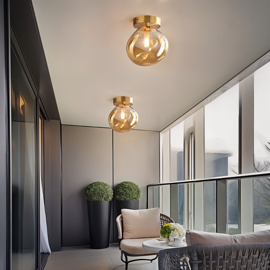 Modern Glass Hardwired Ceiling Light 1-Light