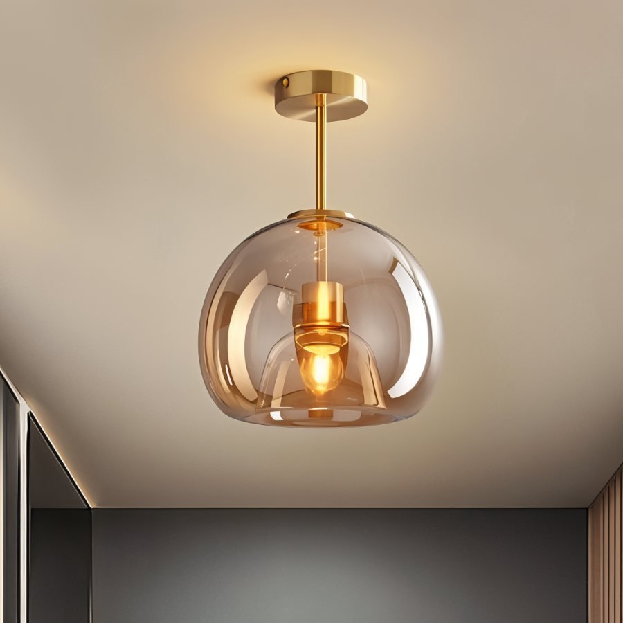 Modern Glass Hardwired Ceiling Light 1-Light