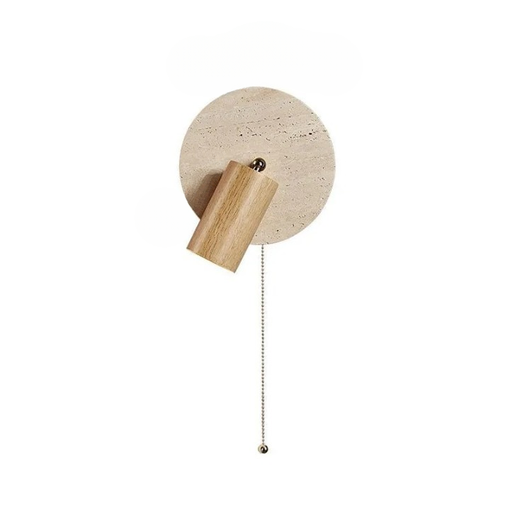 Contemporary Travertine Wood Rotatable Wall Sconce LED 1-Light