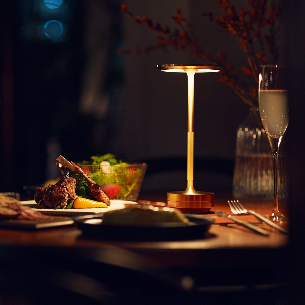 Modern Brass Cone LED Rechargeable Table Lamp 1-Light