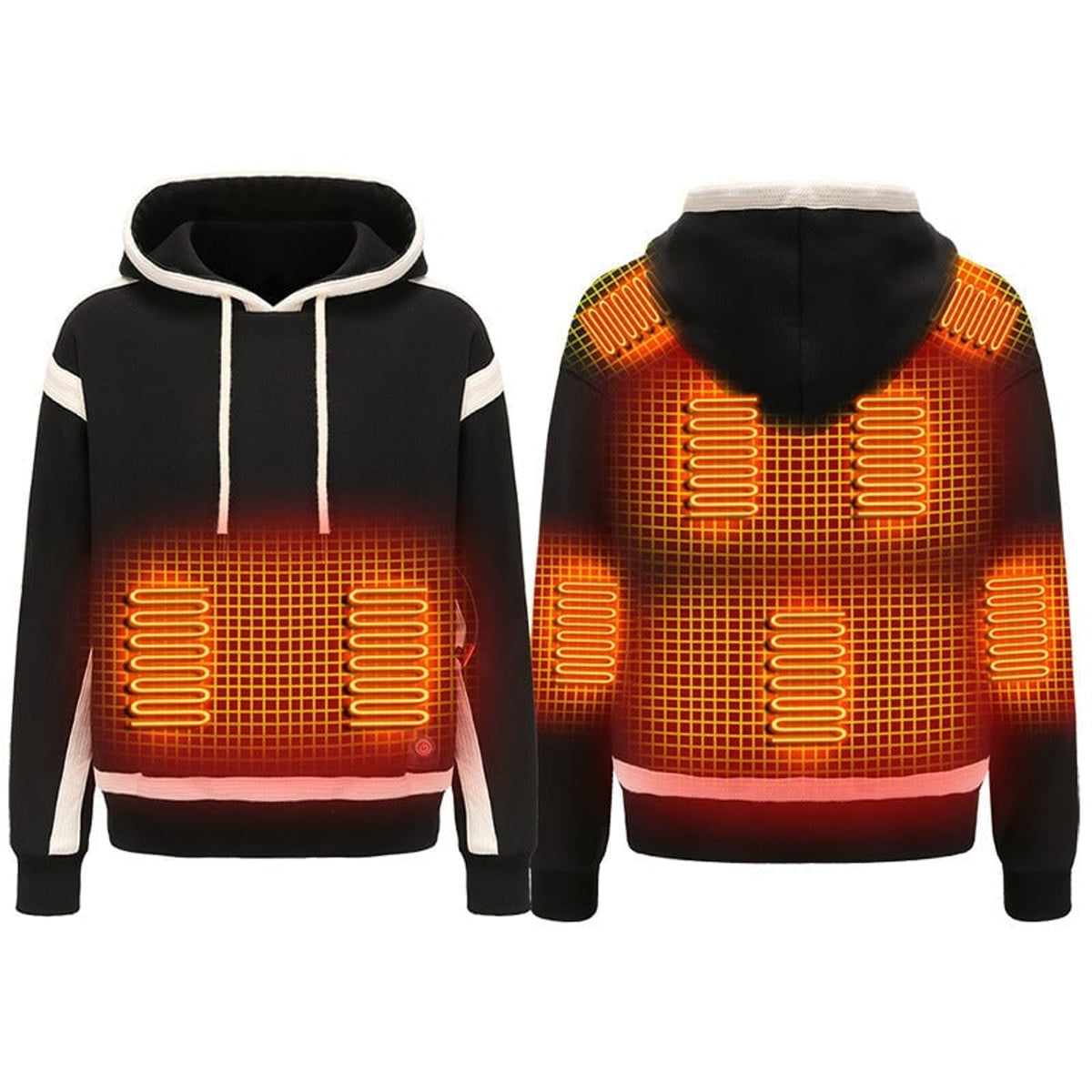 Women's Heated Hoodie USB Portable Fleece Pullover With Chest Back And Sleeve Heat Zones