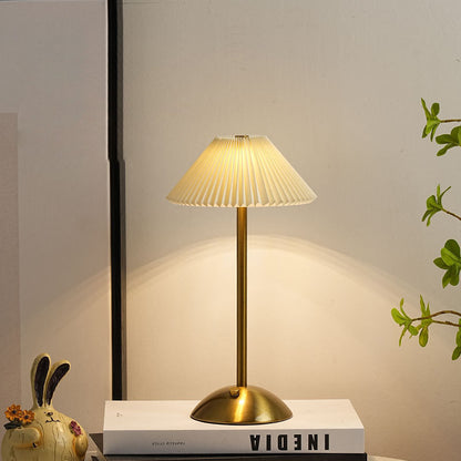 Nordic Brass Pleated Fabric Cone Table Light | 1-Light