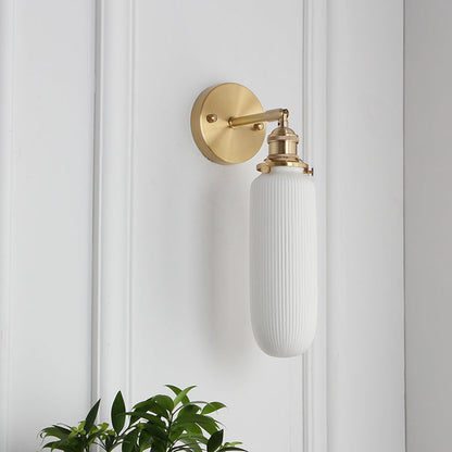 Japanese Brass Pleated Glass Wall Light | 1-Light