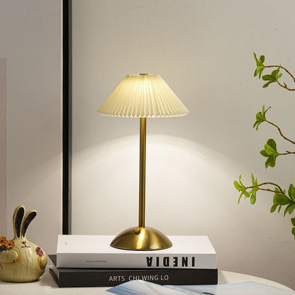 Nordic Brass Pleated Fabric Cone Table Light | 1-Light