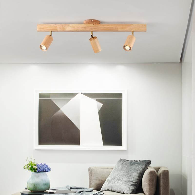 Japandi-Style Wooden LED Semi-Flush Mount Ceiling Light |2 Light