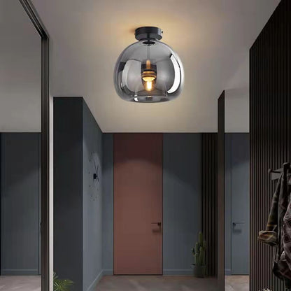 Nordic Glass Globe Semi-Flush Ceiling Light | 1-Light