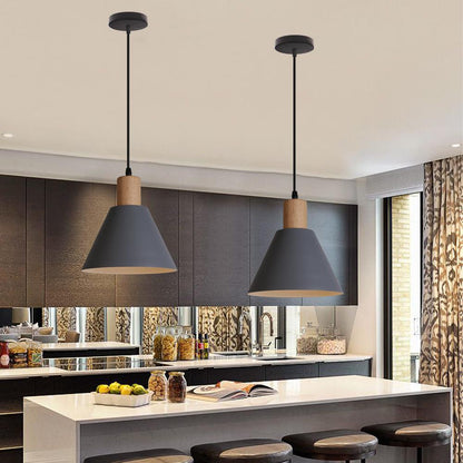 Nordic Wood Cone Pendant Light | 1-Light