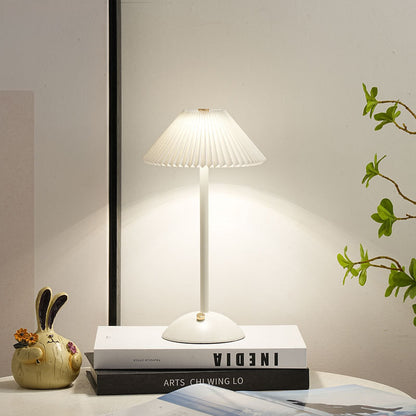 Nordic Brass Pleated Fabric Cone Table Light | 1-Light