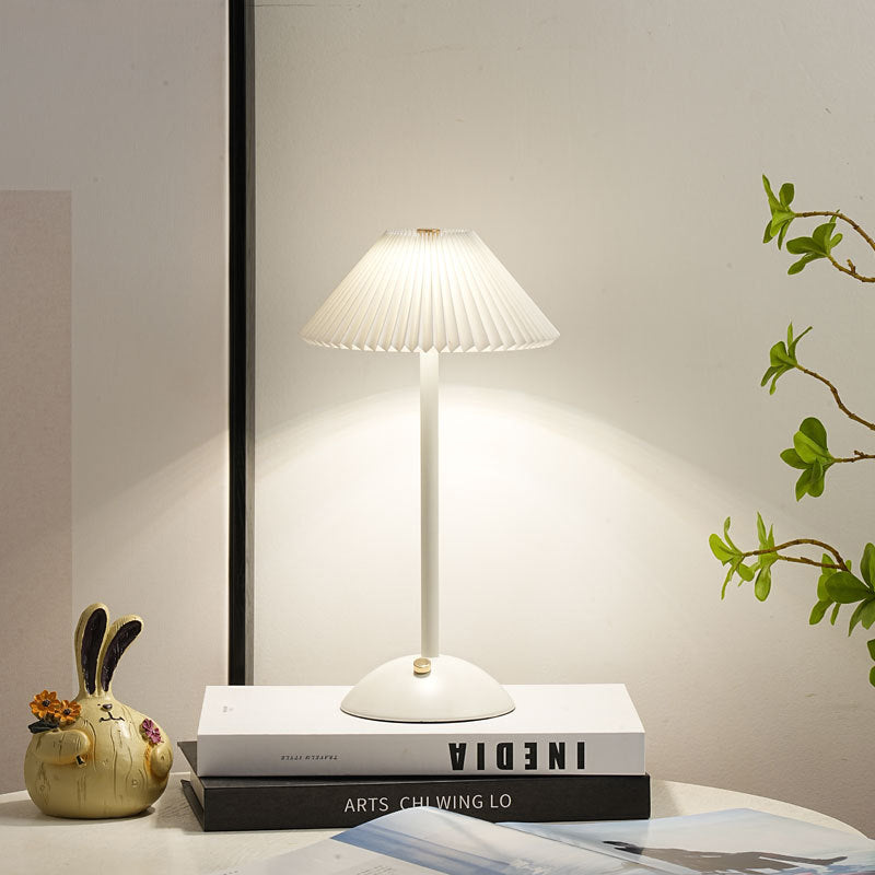 Nordic Brass Pleated Fabric Cone Table Light | 1-Light