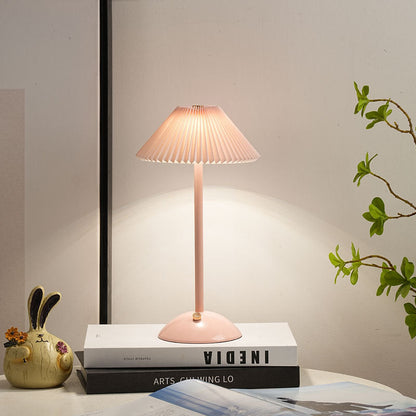 Nordic Brass Pleated Fabric Cone Table Light | 1-Light
