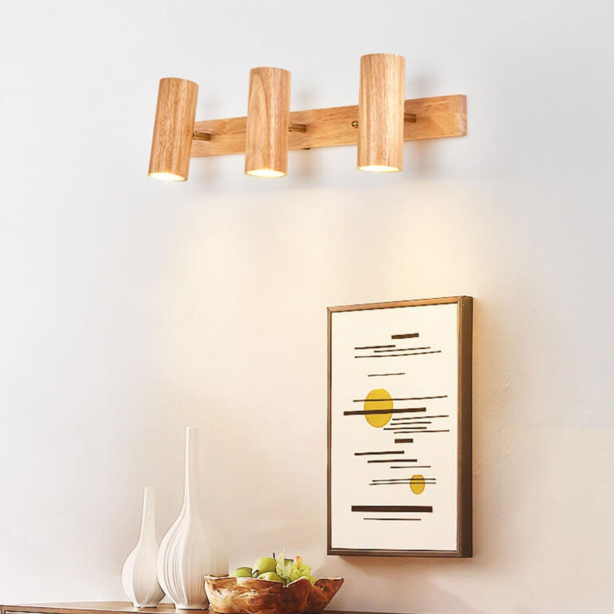Contemporary Wooden Cylinder LED Wall Light | 1-Light