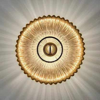 Scandinavian Vintage Ribbed Glass Round LED Wall Sconce | 1-Light