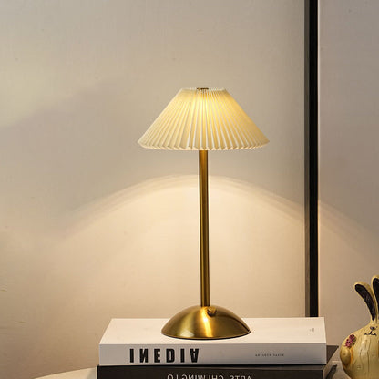 Nordic Brass Pleated Fabric Cone Table Light | 1-Light