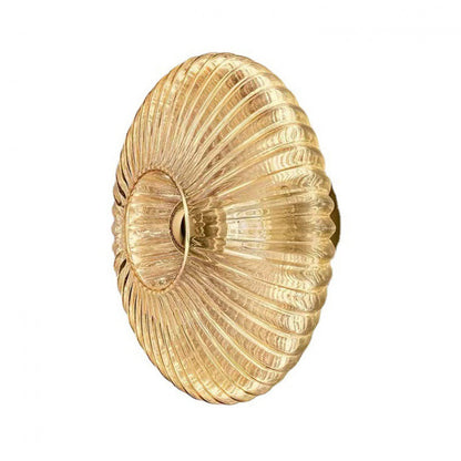 Scandinavian Vintage Ribbed Glass Round LED Wall Sconce | 1-Light
