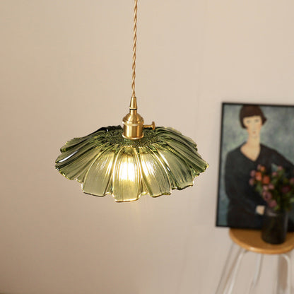Retro Glass Fluted Shade Pendant Light 1-Light