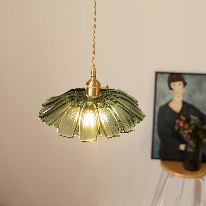 Retro Glass Fluted Shade Pendant Light 1-Light
