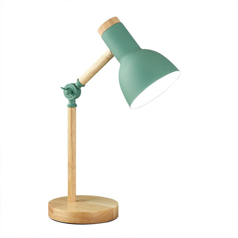 Nordic Wood Base Semi-Circular Table Lamp 1-Light