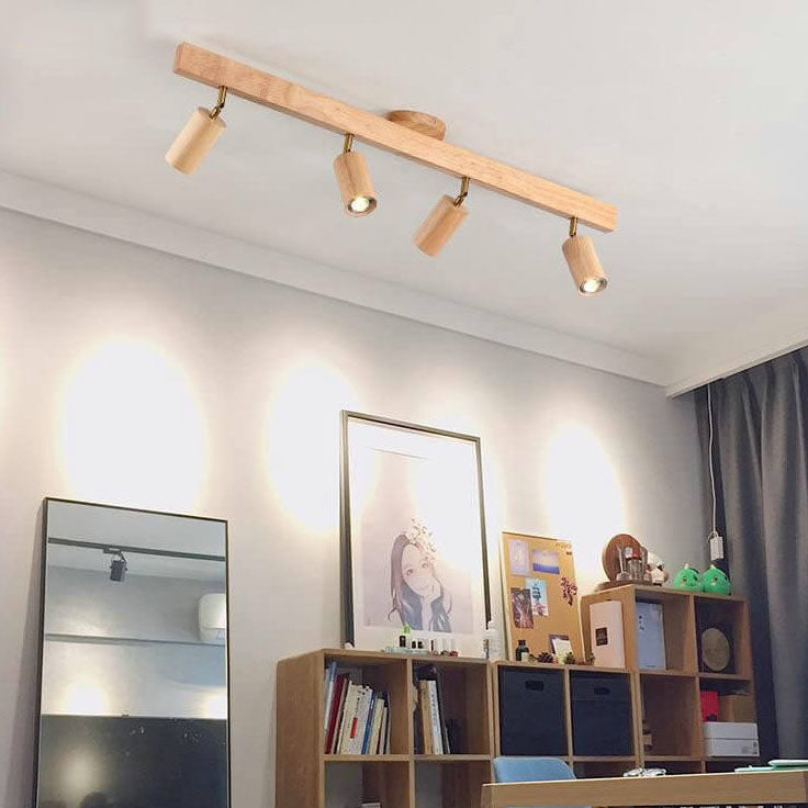 Japandi-Style Wooden LED Semi-Flush Mount Ceiling Light |2 Light