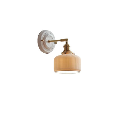 Vintage Japanese Ceramic Brass 1-Light Wall Light
