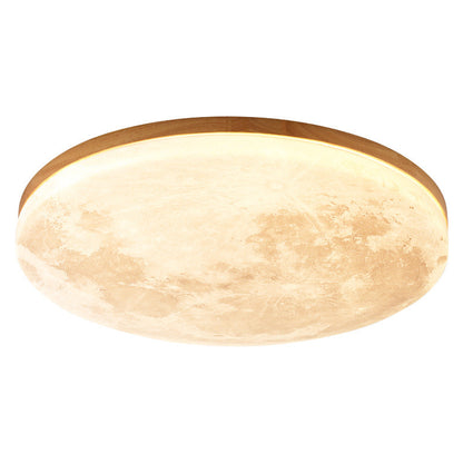 Scandinavian Wood & Pvc Round LED Flush Mount Ceiling Light 1-light
