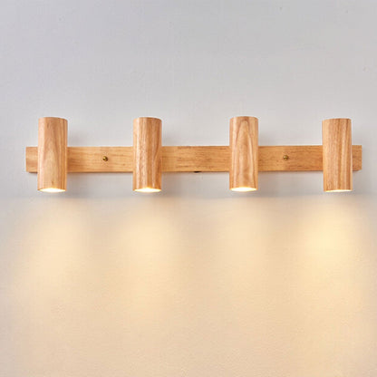 Contemporary Wooden Cylinder LED Wall Light | 1-Light