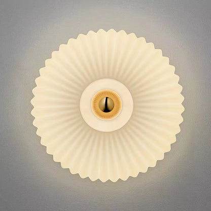 Scandinavian Vintage Ribbed Glass Round LED Wall Sconce | 1-Light