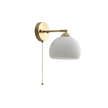 Nordic Brass Ribbed Glass 1-Light Wall Sconce