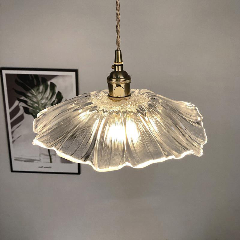 Retro Glass Fluted Shade Pendant Light 1-Light