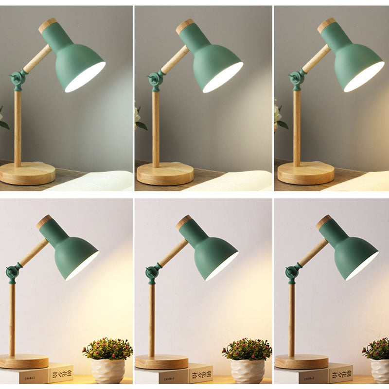 Nordic Wood Base Semi-Circular Table Lamp 1-Light