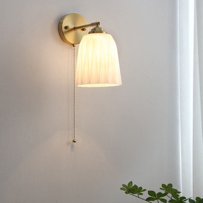 Nordic Brass Ribbed Glass 1-Light Wall Sconce