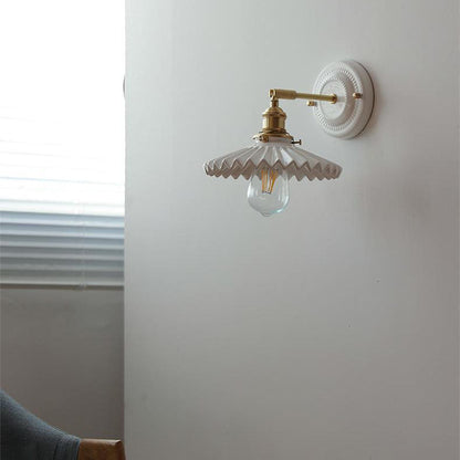 Vintage Japanese Ceramic Brass 1-Light Wall Light