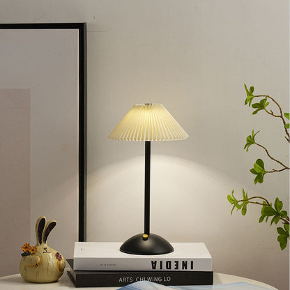 Nordic Brass Pleated Fabric Cone Table Light | 1-Light