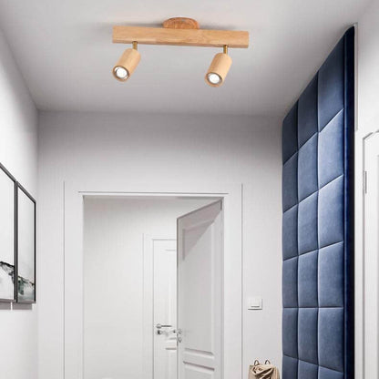 Japandi-Style Wooden LED Semi-Flush Mount Ceiling Light |2 Light