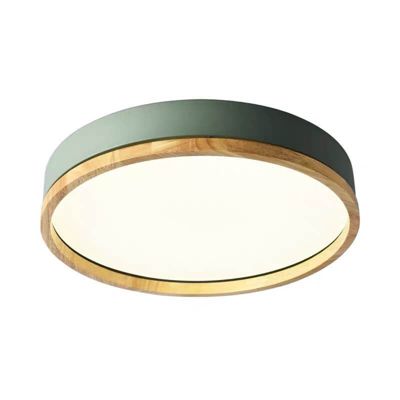 Scandinavian Wood Round LED Flush Ceiling Light | 1-Light