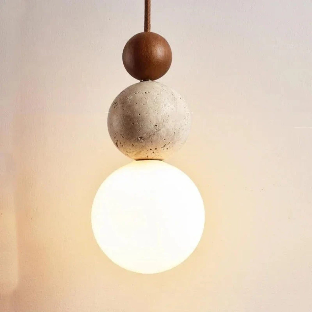 Minimalist Travertine Pendant Light 1-Light